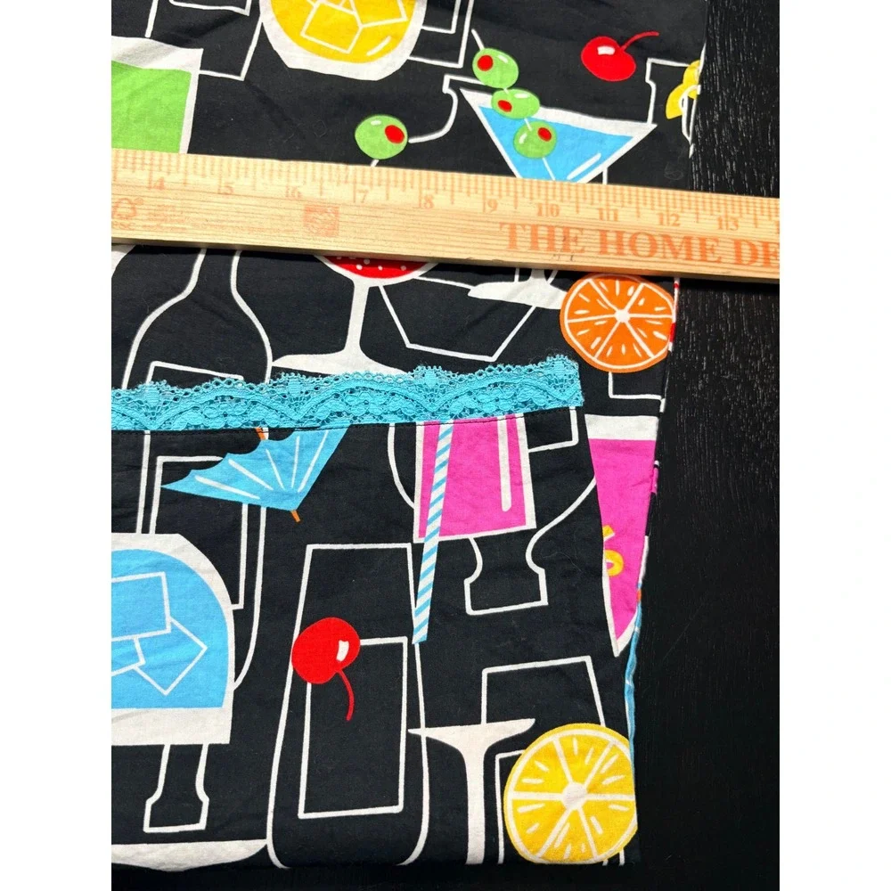 Nick and Nora Cocktails & Martinis Pajama Pants XL Cotton Lace Novelty Print